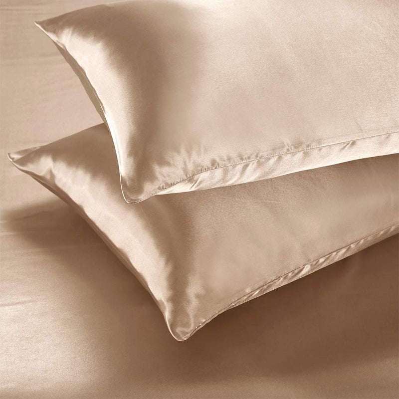 AiMay 3 Piece Satin Duvet Cover Set Bedding Sets Luxury Rich Silk Silky Super Soft Solid Color Reversible Stain-Resistant Wrinkle Free (Queen, Taupe) - Image 2